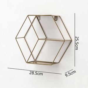 European Style Double-Tiered Iron Hexagonal <b>Wall</b> <b>Shelf</b> Modern Hanging Metal <b>Storage</b> Rack for Living Room Bedroom <b>Wall</b> Decoration - Product Image 1