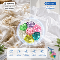 Perles parfumées centrales pour capsules à 7 compartiments, 10-14g |   Écologique et jetable |   6 Soins liquides + 1 Noyau de parfum |   Laverie de vêtements |