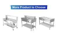 Meja Pemanas Makanan Listrik Stainless Steel 6 Pan untuk Buffet, Meja Bain Marie Listrik