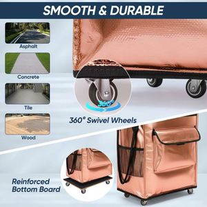 Outdoor Camping Picnic Shopping Insulated Polyester Foldable Rolling Trolley <b>Cooler</b> Bag with Inline Wheels and Telescopic Handle - Product Image 4