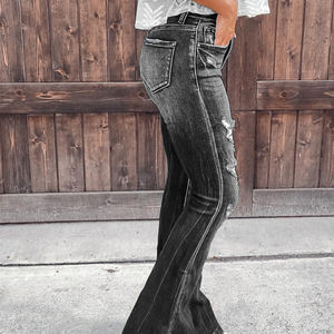 Ladies Jeans Pants Ropa De Mujer <strong>Women</strong> Skinny Ripped Denim Jeans <strong>Bootleg</strong> <strong>Trousers</strong> - Product Image 2