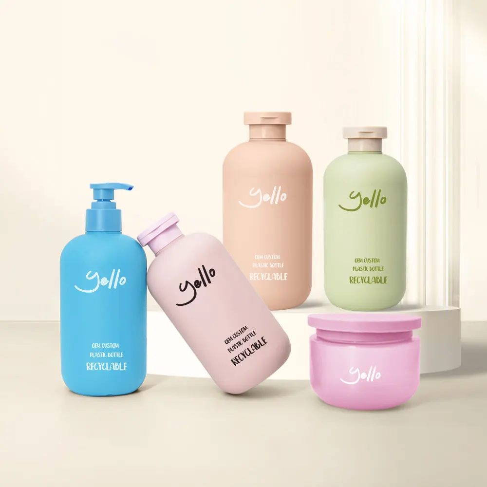 Mattgrün Rosa HDPE Kunststoff Kosmetik verpackung Benutzer definierte Luxushotel Squeeze Leere Körper lotion Shampoo flasche 200ml 300ml 500ml
