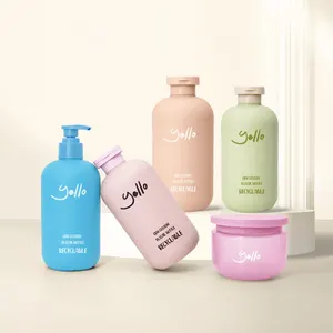 Emballage cosmétique en plastique HDPE vert mat rose personnalisé de luxe à presser bouteille vide de shampoing Lotion pour le corps 200ml 300ml 10oz 500ml