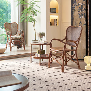 Chaise longue en rotin écologique personnalisable, chaise de salle à manger en rotin, style français, mobilier d'intérieur pour restaurant, café, balcon - Product Image 2