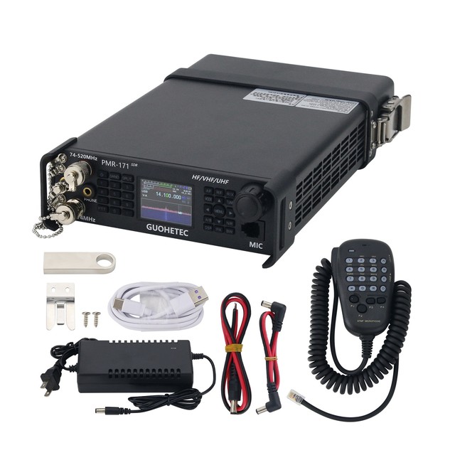 HamGeek PMR-171 100KHz-2GHz 20W Tactical Radio SDR Transceiver VHF UHF HF CW AM SW Mobile Radio Version 2