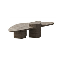Table basse en travertin sur mesure WeiVibe, design puzzle, vente en gros personnalisée pour hall d'hôtel contemporain
