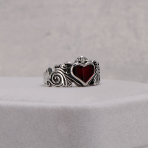 Heart Shaped <b>Titanium</b> Steel <b>Ring</b> With Resin Inlay Bezel Setting Unisex Fashion Jewelry Gift SA367 - Product Image 4