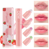 Huile pour les lèvres à changement de couleur de marque privée arôme hydratant fruits clair vegan rose brillant à lèvres plus dodu baume à lèvres