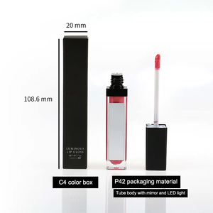 Gloss à lèvres mat brillant personnalisé avec lumière LED et miroir, avec emballage, tubes de gloss à lèvres avec lumière LED - Product Image 6