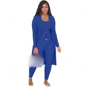 Vêtements d'automne pour femmes Ensembles décontractés Vêtements chics Vendeur 6 couleurs Combinaisons Pantalons et manteau long - Product Image 3