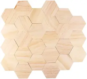 Láminas de madera con forma hexagonal, adornos para manualidades, 9cm, 25 unidades