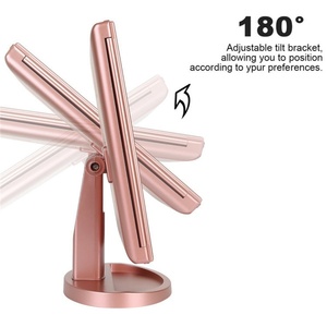 Desktop Cosmetic <b>Mirror</b> 180 Degree Rotation Magnification 3x/2x Makeup <b>Mirror</b> with Trifold Vanity <b>Mirror</b> With Light - Product Image 5