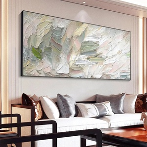 Peinture abstraite texturée rose et verte, nature morte acrylique peinte à la main, art mural sur toile, texture 3D, minimaliste, vente en gros - Product Image 1