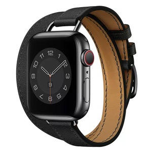 Correa de <span class=keywords><strong>Reloj</strong></span> de Cuero de Repuesto de Lujo para Apple IWatch 8/7/6/5/4, Hebilla de Acero Inoxidable con Bloques de Color, Compatible - Product Image 4