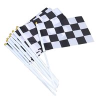 Drapeaux Handwaver à carreaux 14X21CM 8.5 ''x 5.5'' Drapeau à main à carreaux noir et blanc Drapeaux en polyester de course