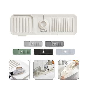 Custom Logo <b>Square</b> Silicone Faucet Sink Splash Guard Lightweight Absorbent Kitchen Countertops Drip Catcher Draining Pad Tables - Product Image 2