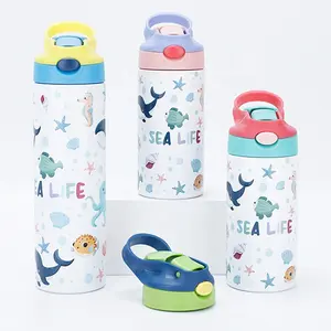 Wholesale Thermos Kid's Bottle 500ML/350ML Vacuum Sport Bottle For Children With Silicone Straw 304 Metal Thermos Baby Bottle