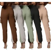 Pantalones Cargo personalizados para mujer, ropa para correr de algodón de felpa, talla grande 5xl, pantalones de chándal con bolsillo 3d blanco