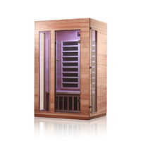 Sauna Interior Infrarroja para Parejas, 2 Personas, Madera de Hemlock, Diseño Moderno, para Dormitorio, Villa, Relajación de Fin de Semana, Spa, Audio Bluetooth