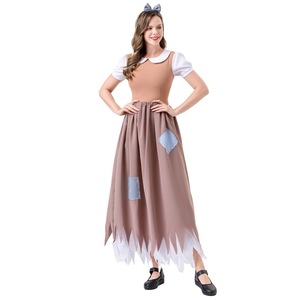 Robe de cosplay de demoiselle d'honneur pour femmes adultes avec bandeau, ensemble de costumes pour fête d'Halloween, marron, taille moyenne - Product Image 5