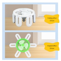 Ventilateur de plafond LED E27 moderne à moteur DC, télécommandé, pliable en U, intensité variable, 3 vitesses, pour salle de bain, métal et plastique