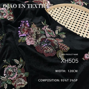 Tela de Terciopelo Elástico de Lujo Ligero con Bordado 3D de Cuentas, Spandex/Poliéster, para Zapatos Hechos a Mano, Accesorios para Niños - Product Image 3