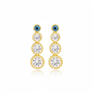 Round CZ Zircon Stone <b>Stud</b> <b>Earrings</b> Turkish Wholesale Eye Style Handmade 925 Sterling Silver Jewelry <b>Fine</b> Jewellery - Product Image 2