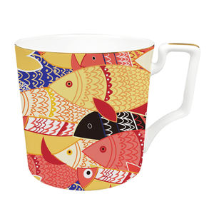 Vaisselle lunatique en porcelaine dorée avec <span class=keywords><strong>poisson</strong></span> nageant à travers un ensemble complet d'assiettes et de bols, ensembles de tasses et de soucoupes, tasse - Product Image 4