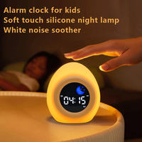 Réveil d'apprentissage du sommeil en forme d'œuf rechargeable pour enfants, avec lumière d'alarme, lumières nocturnes soleil et étoiles, et variateur d'intensité, idéal pour les cadeaux