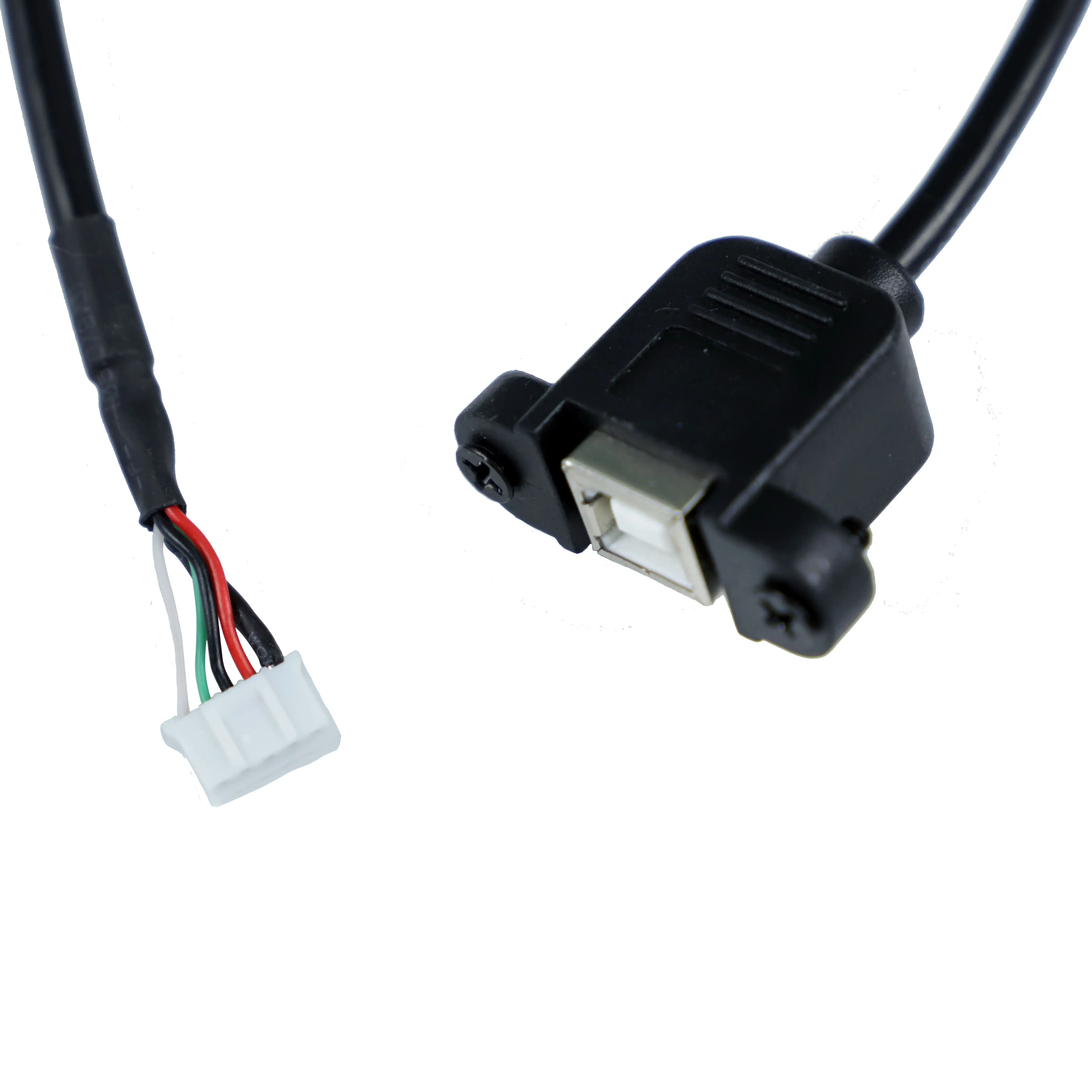USB Type A แผงปลั๊กตัวเมียสำหรับต่อสาย Mini 5pin การพิมพ์ข้อมูลด้วยสกรูถึง Pitch 2.0มม. 30ซม. คอมพิวเตอร์สีดำ RCD-AL3922