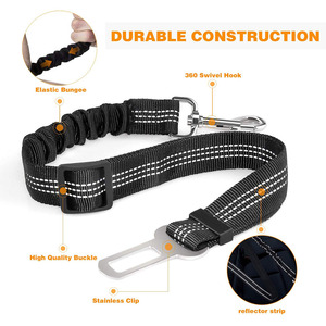 Cintura di sicurezza per auto all'ingrosso cintura di sicurezza per cani guinzaglio per cani cintura per veicoli ammortizzazione regolabile corda di sicurezza riflettente elastica per cane gatto - Product Image 2