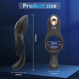 Siliconen dubbele ringvibrator penisring voor vertraagde ejaculatie, seksproduct voor koppels - Product Image 5