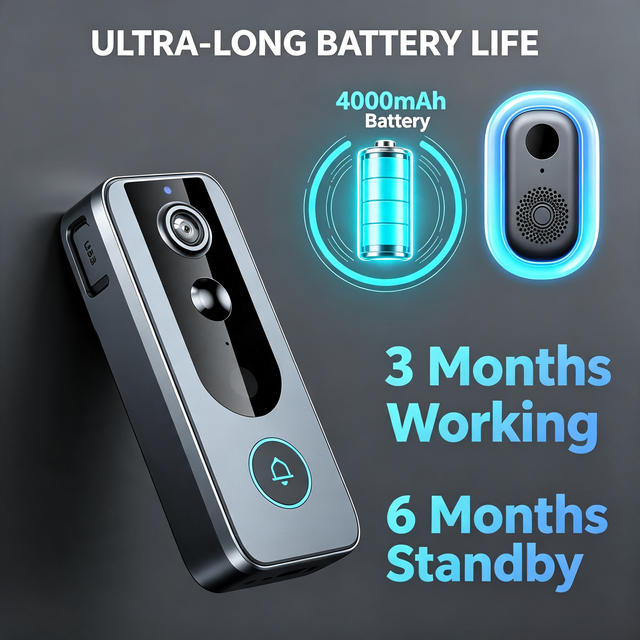 Small MOQ Motion Detection 120 Wide Angle Tuya APP Remote View WiFi Smart Video Door Phone IP65 Waterproof 4000mAh 5m Range