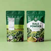 Sachet refermable personnalisé en matériau recyclé GRS à 30 % avec trou de suspension, emballage alimentaire de qualité alimentaire, pour poudre de chou frisé biologique
