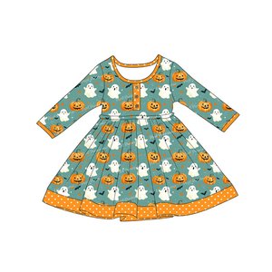 Robe décontractée en coton mélangé à col rond et motif floral pour petites filles, style boutique personnalisée, vente en gros, tenues de shorts pour enfants, vêtements pour sœurs - Product Image 4