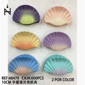 Clip per capelli a forma di conchiglia da 10 cm, accessorio per capelli verniciato effetto touch. - Product Image 1