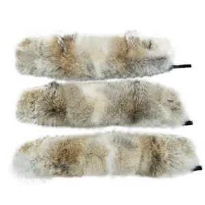 Groothandel Fabriek Prijs Natuurlijke Kleur Echte Coyote Bont Kap Trimmen Real Fur Strips Met Rits