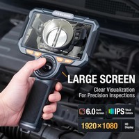 Endoscope d'inspection de puits et de tuyaux Teslong TF600D avec écran IPS 6 pouces, double objectif 6,5 mm, articulation à 360° et joystick 4 directions, Wi-Fi