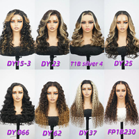 Glueless Adjusta ble Draw string Piano Honig braun Highlight Curly Pre Everything Perücke C/Mittelteil Lace Front Perücken Echthaar