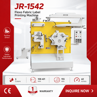 Machine d'impression flexographique pour étiquettes textiles JR-1542, 6 couleurs, 60 m/min/vitesse, certifiée CE, garantie 1 an, livraison directe d'usine