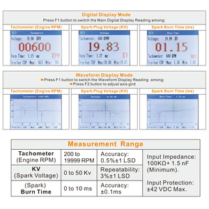 KZYEE KM22 Digital Waveform Display <strong>RPM</strong> Spark Volt Analyzer <strong>Tester</strong> Multi-System Ignition Car Spark Plug Diagnostic Tools - Product Image 3