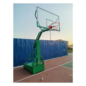 Height Adjustable Movable Hydraulic Tempered Glass Basketball Hoop Stand