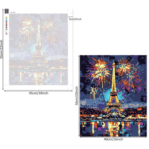 Peinture par numéros DIY Paysages de maisons de campagne en dessin animé, pigments Arida, kit de peinture avec toile imprimée pour la décoration intérieure - Product Image 4