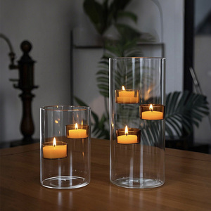 Creative <strong>Windproof</strong> Glass Candlestick Heat Resistant Glass Cylinder <strong>Candle</strong> <strong>Holder</strong> - Product Image 1
