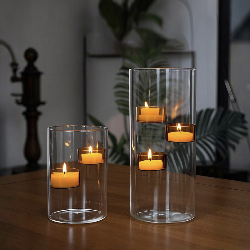 Creative Windproof Glass Candlestick Heat Resistant