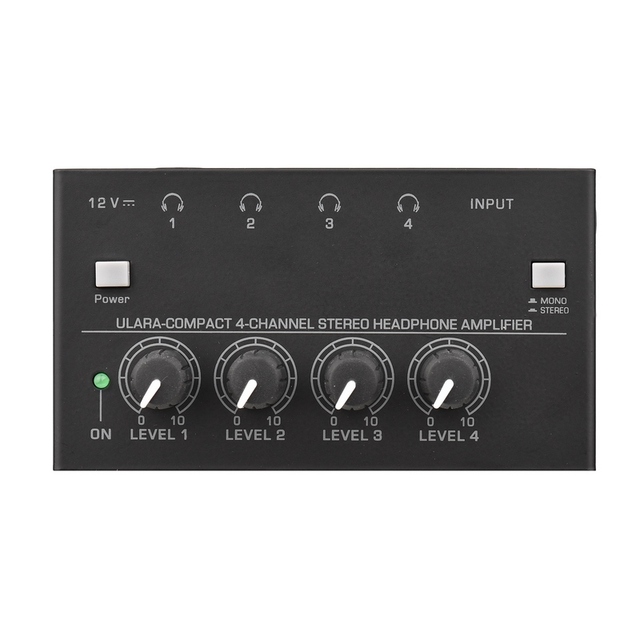 Ultra-compact 4-channel Stereo Headphone Amplifier Upgraded Mini Audio Amp with Mono & Stereo Switch Power Adapter