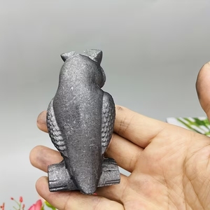 Sculptures de hiboux en shungite de quartz naturel en gros, décoration de jardin d'extérieur, sculpture de hiboux, décoration de la maison - Product Image 2