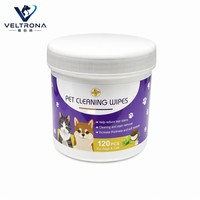 VELTRONA Tisu Pembersih Hewan Peliharaan 120 Pcs Lembut Non-Woven Aroma Buah Penghilang Noda Air Mata untuk Kucing