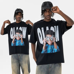 T-Shirt Estive di Alta Qualità Nuova Tendenza a Maniche Corte per Uomo e Donna 260 Grammi Stile Retrò Hip-Hop <span class=keywords><strong>Rap</strong></span> con Stampa Personalizzabile - Product Image 1