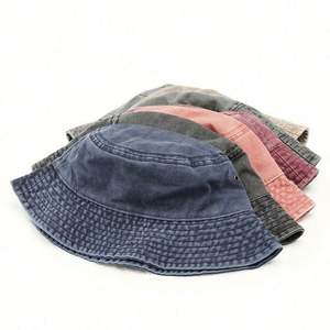 Wholesale Custom Logo Spring <b>Summer</b> Casual Outdoor Blank Washed Cotton Sun <b>Cap</b> <b>Flat</b> Top Adult Unisex Women Bucket Hat - Product Image 4